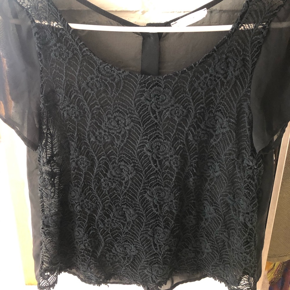 Black sheer floral top
